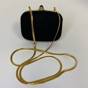 Inge Christopher Black Suede Square Mini Bag Gold Hardware Convertible Strap
